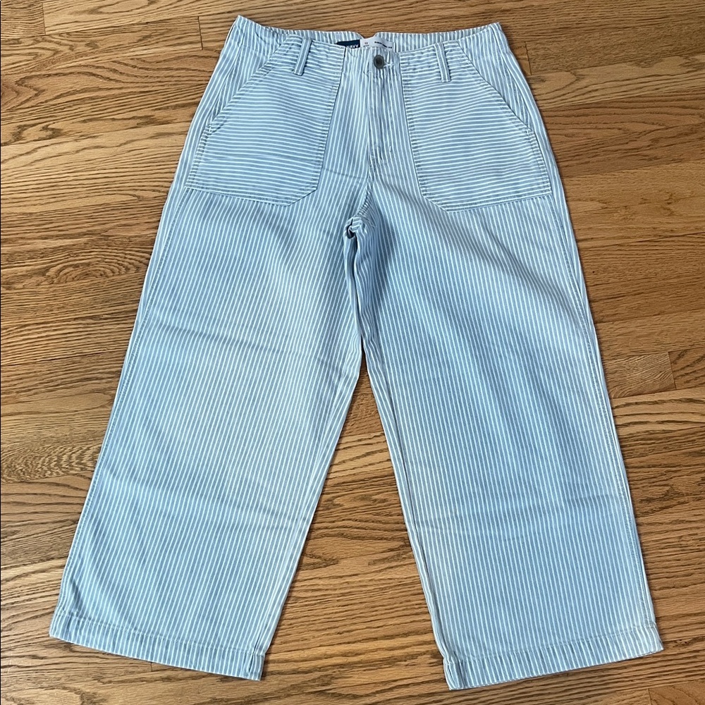 Old Navy Blue Striped Wide Leg Pants 100% Cotton